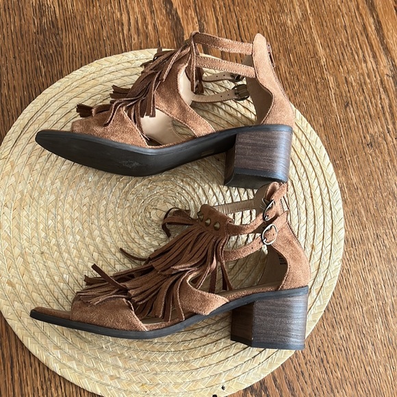 Coconuts Matisse Tassel Fringe Open Toe Block Heel Sandals Size 6.5 - Picture 8 of 14